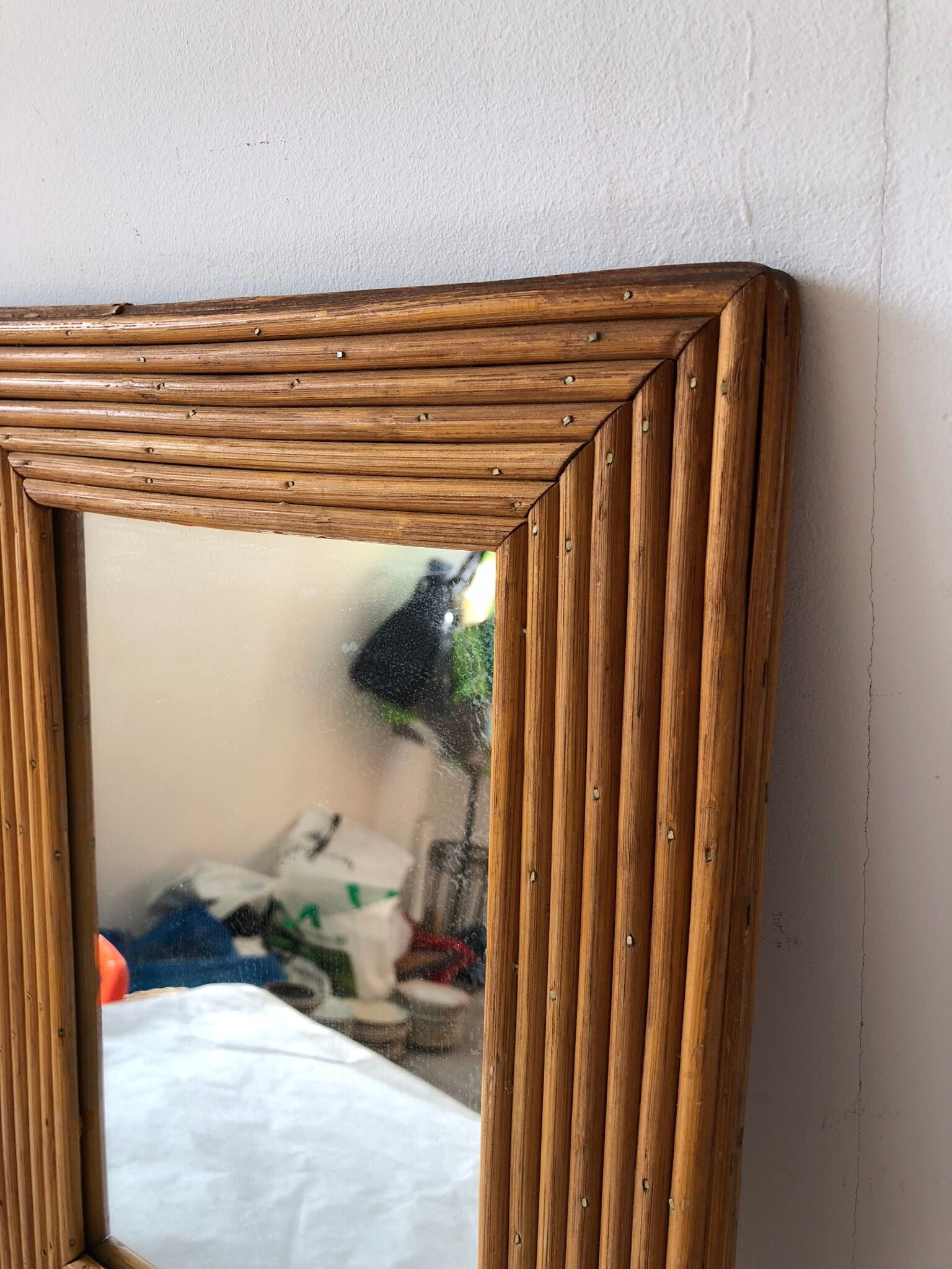 Mirror rattan rectangular 70 40x31cm