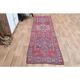Vintage Turkish Vintage Oushak Pink Purple Runner Rug 88x291