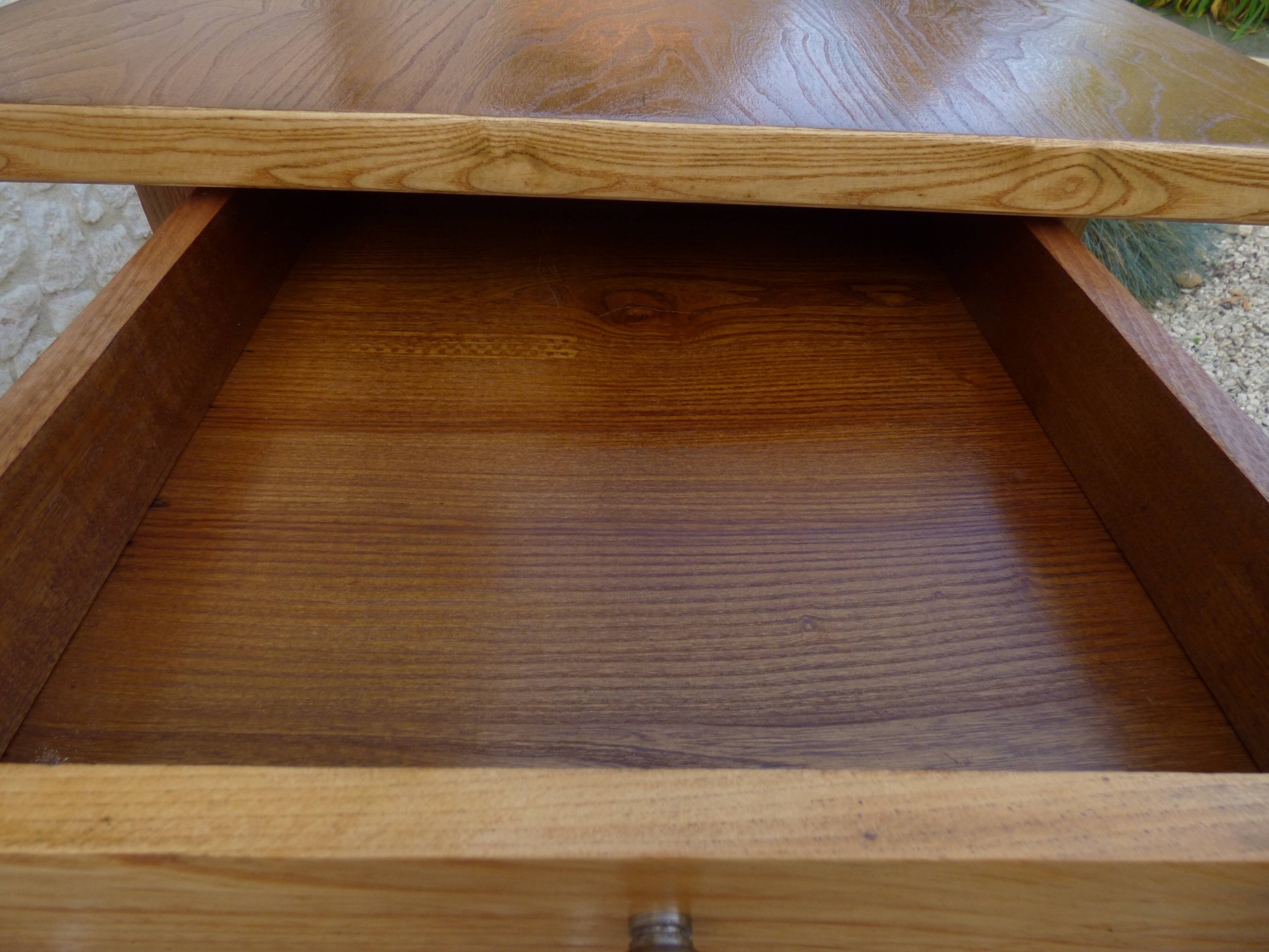 Farm table with 1 drawer in solid oak, natural colour - Totally res