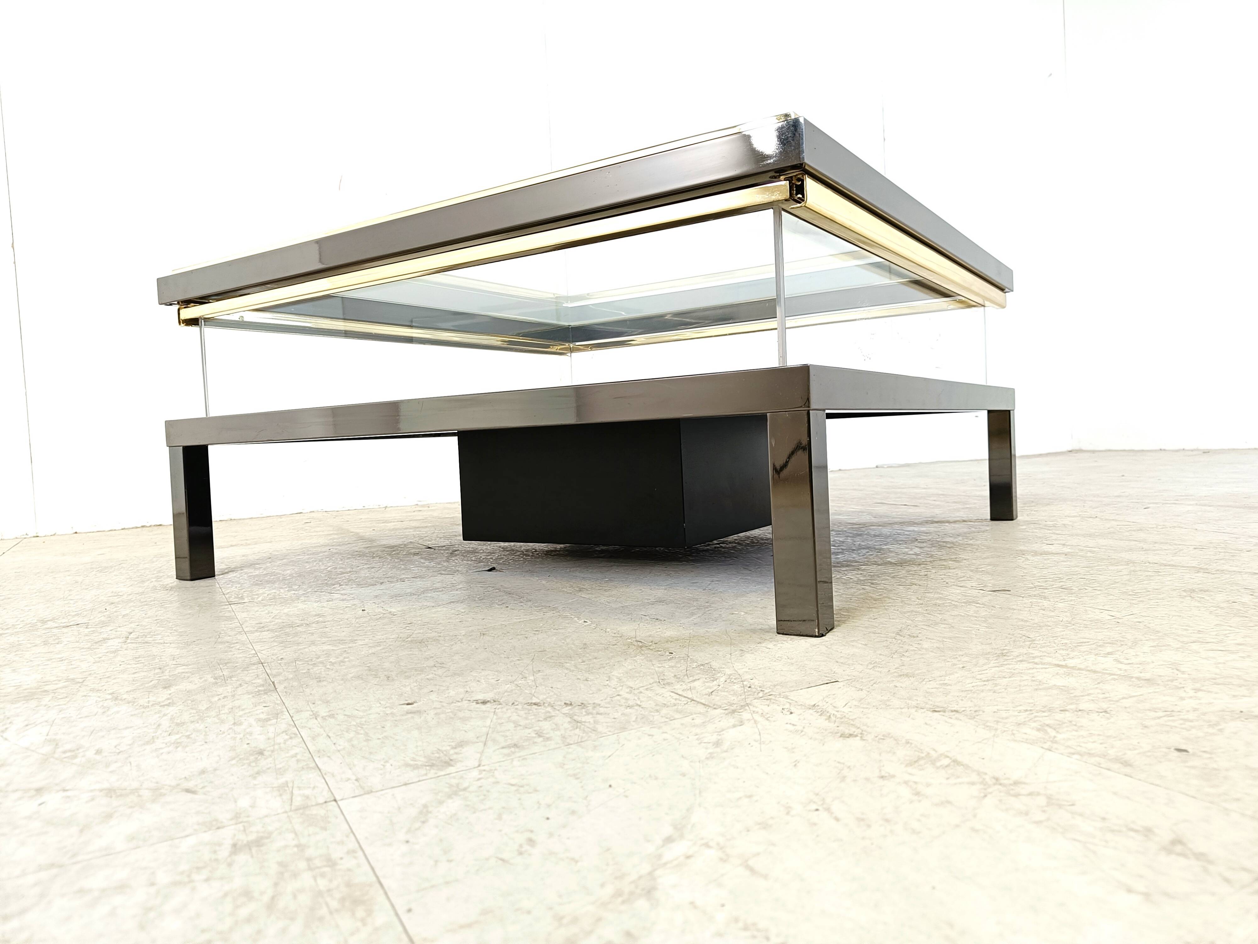 Vintage sliding glass coffee table, 1970s