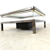 Table basse vintage coulissante en verre, 1970