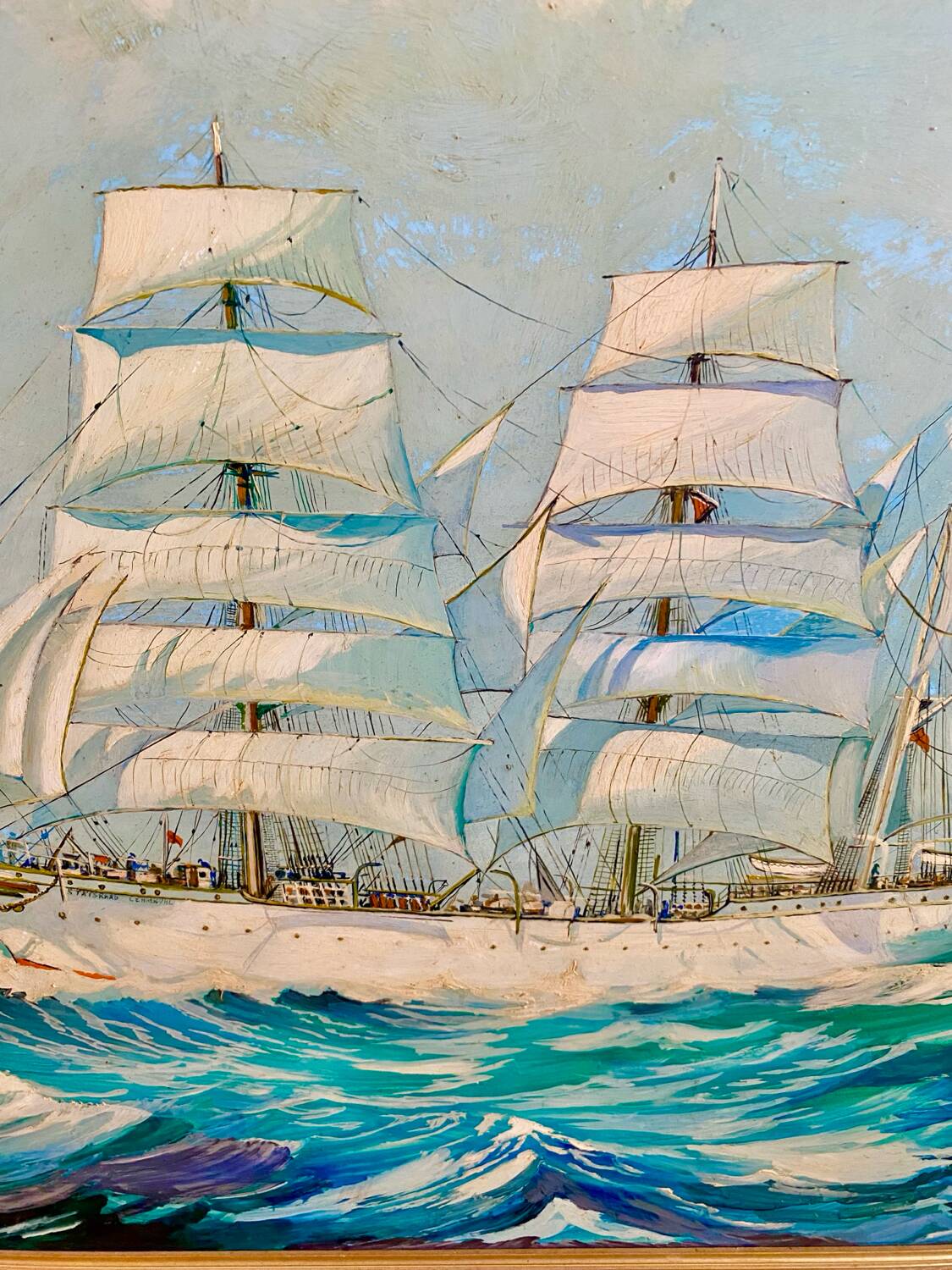 Peinture maritime originale – “Statsraad Lehmkuhl”, voile norvégienne
