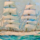 Peinture maritime originale – “Statsraad Lehmkuhl”, voile norvégienne