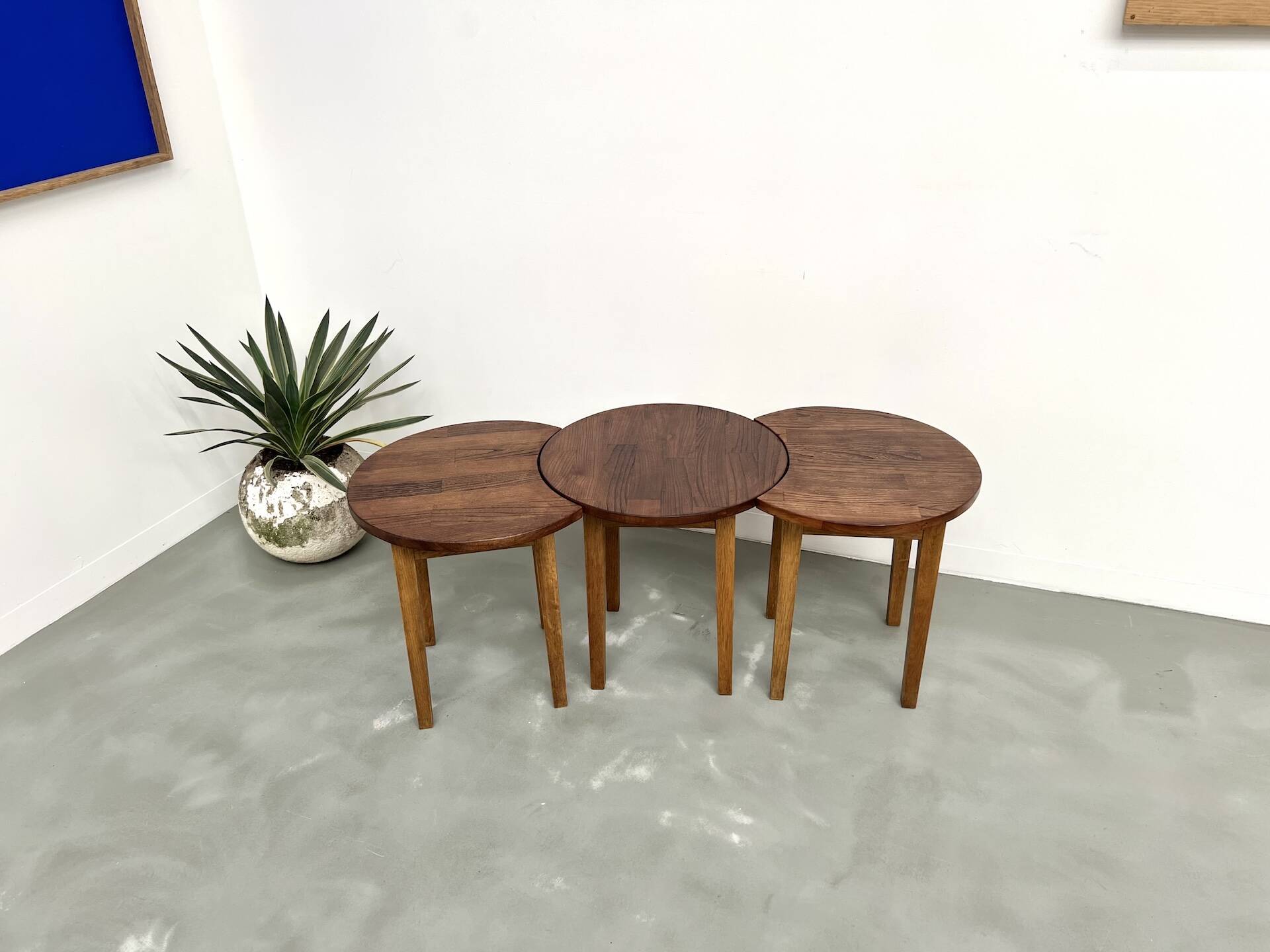 Set of 3 half-moon coffee tables, Denmark, 1960s