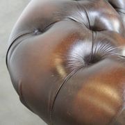 English Chesterfield 2.5 seater sofa in dark brown flamed cowhide leather
