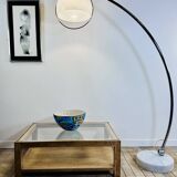 Brutalist oak coffee table with a glass top