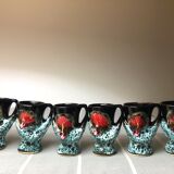 Old coquetiers signed Vallauris Turquoise and Red