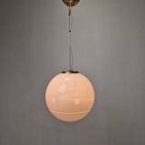 Italian Murano Glass Globe Chandelier with Brass Accents, 1970s