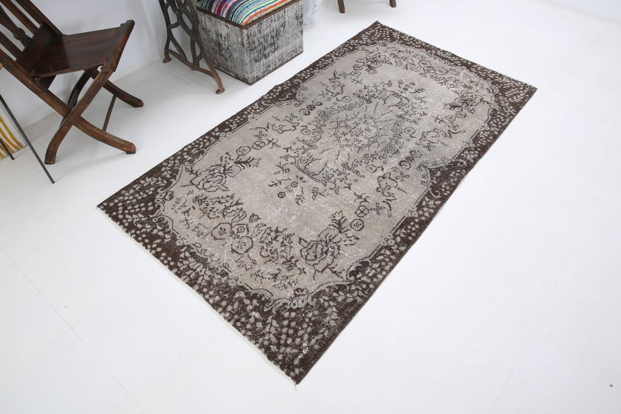 4x7 Rug For Office Oriental Classic Vintage Area Rug, 112x208Cm SK 2672