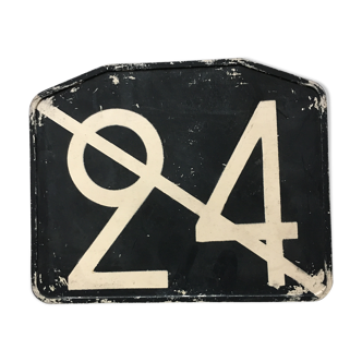 Plaque ancienne de ligne de bus n° 24 barré