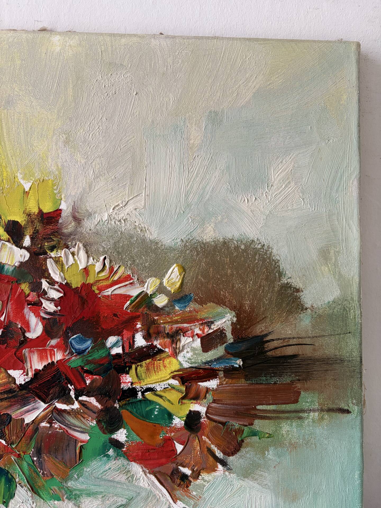 Bouquet de fleurs au couteau, signé