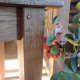 Solid oak farmhouse table with central drawer and extension
