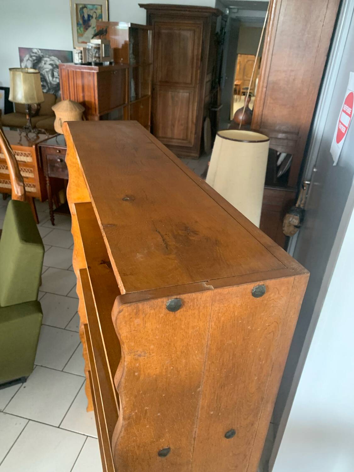Vintage brutalist oak bookcase