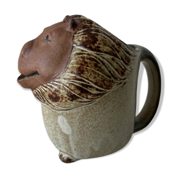 Pichet en grès anthropomorphe lion