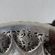 Openwork silver-plated metal fruit bowl or basket