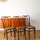 Set of 3 bistro chairs in wood and canework signed J. Kohn, Made in Austria, 20th century
