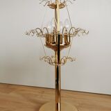 Lampe de bureau vintage en verre fumé : EGLO Leuchten, table dorée autrichienne des années 1980