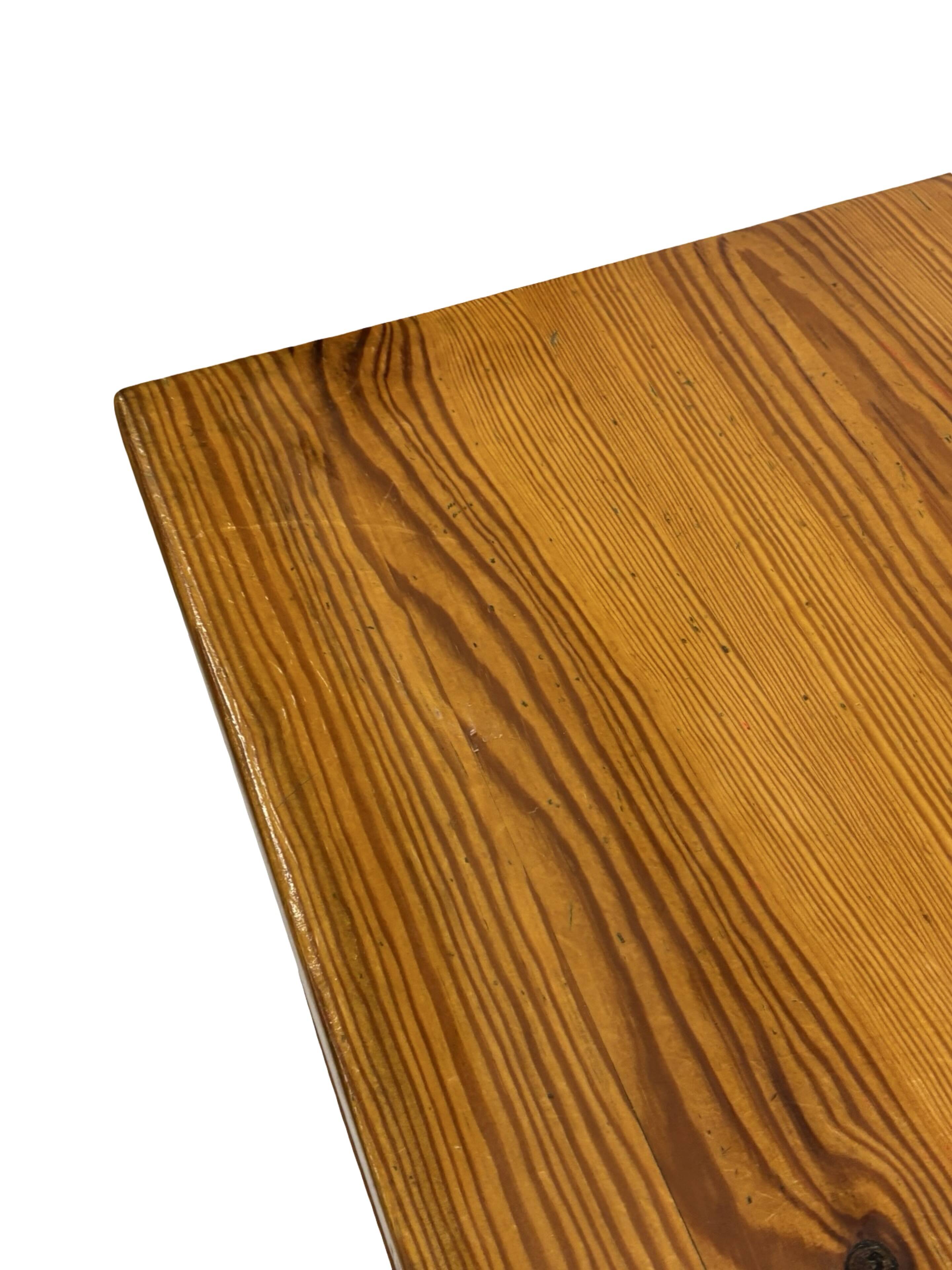 Vintage Pinewood Dining Table Desk with Drawer 60s Design