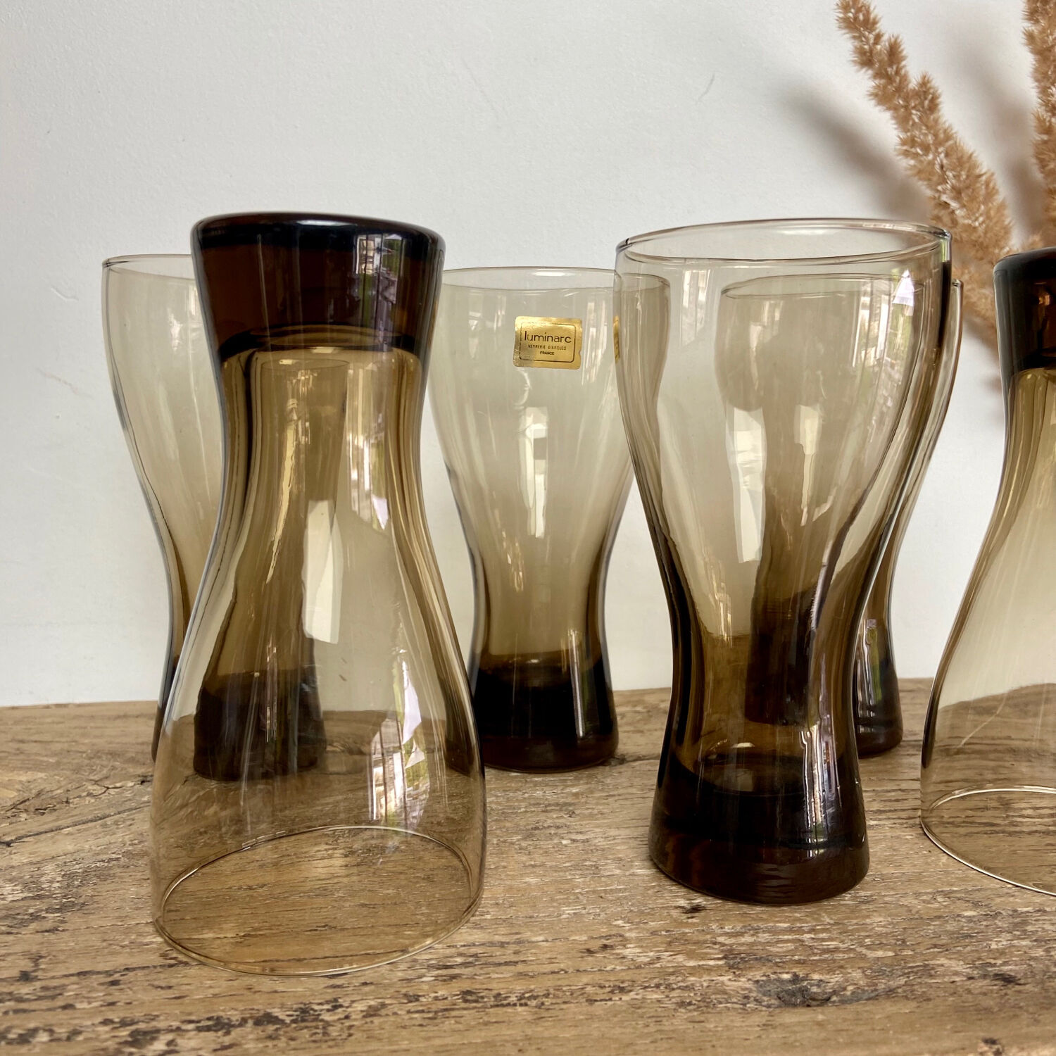 6 LUMINARC smoked glasses