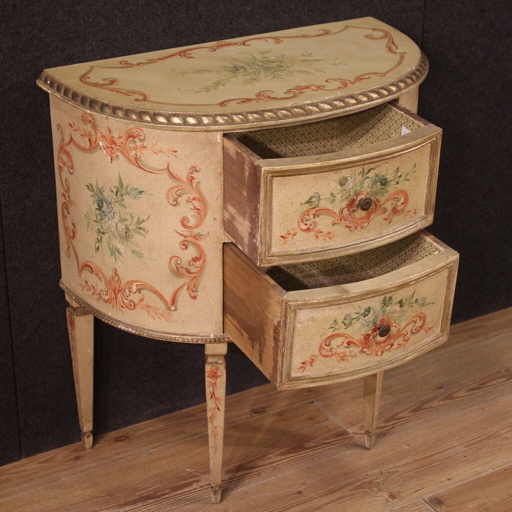 Half-moon commode in painted wood from the 60s