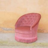 Old pink vintage padded "toad" chair