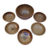 Pyrite stoneware service, salad bowl and bowls, vintage.