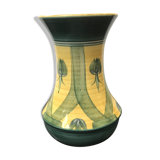 Jersey vase ceramics green & yellow decor vintage flowers