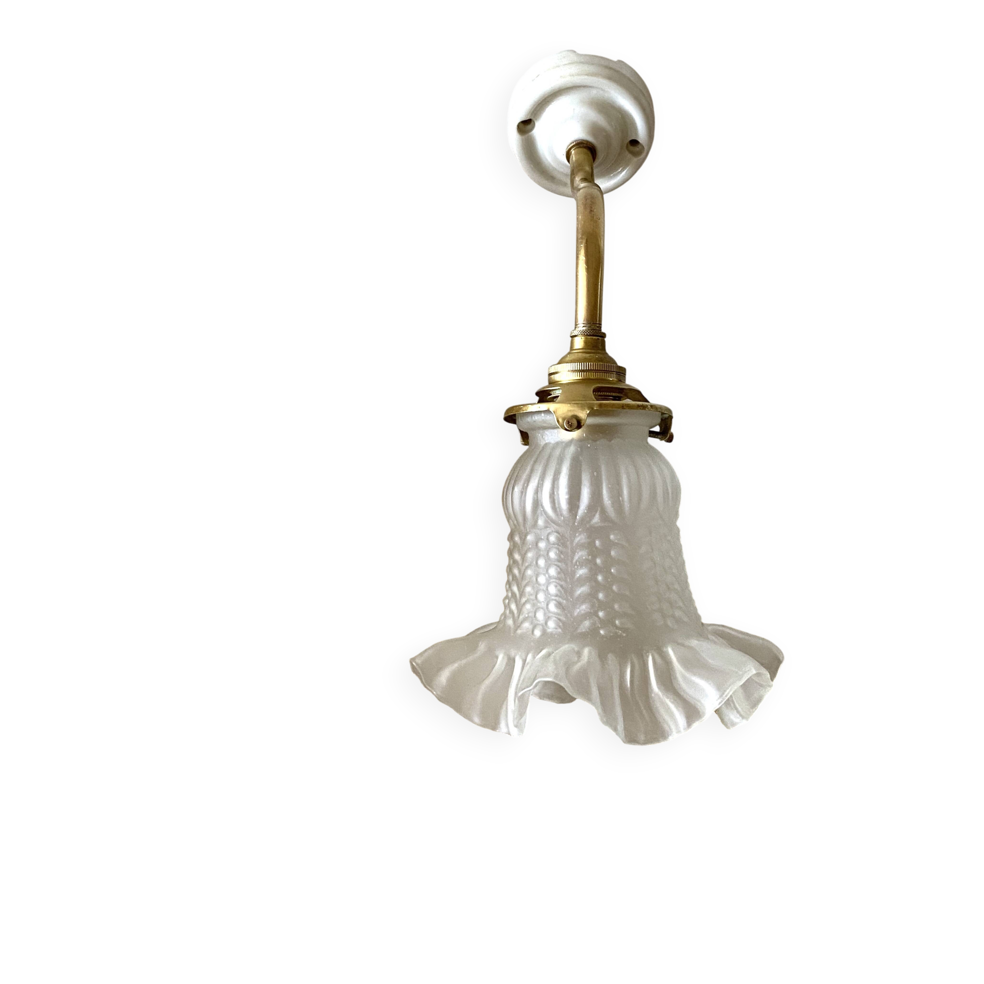 Tulip-shaped swan neck wall light in brass