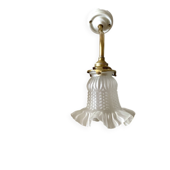 Brass swan neck tulip wall light