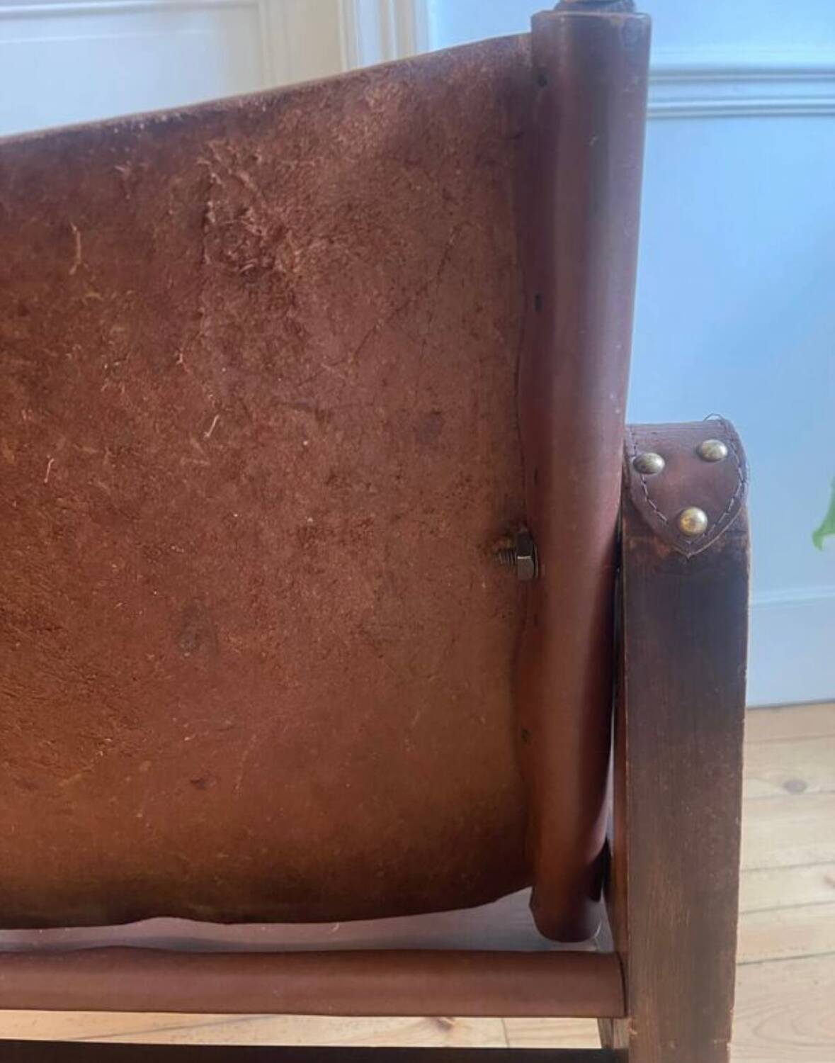 Vintage leather Safari armchair