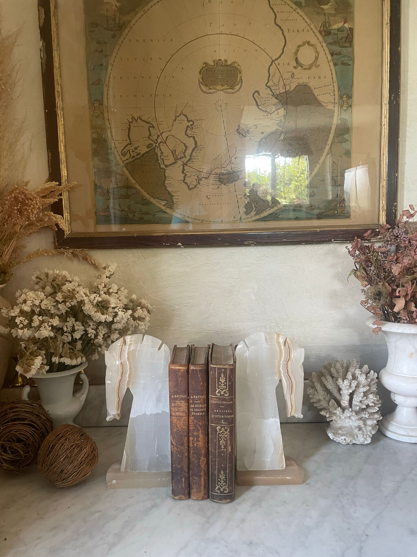 Pair of vintage onyx horse head bookends