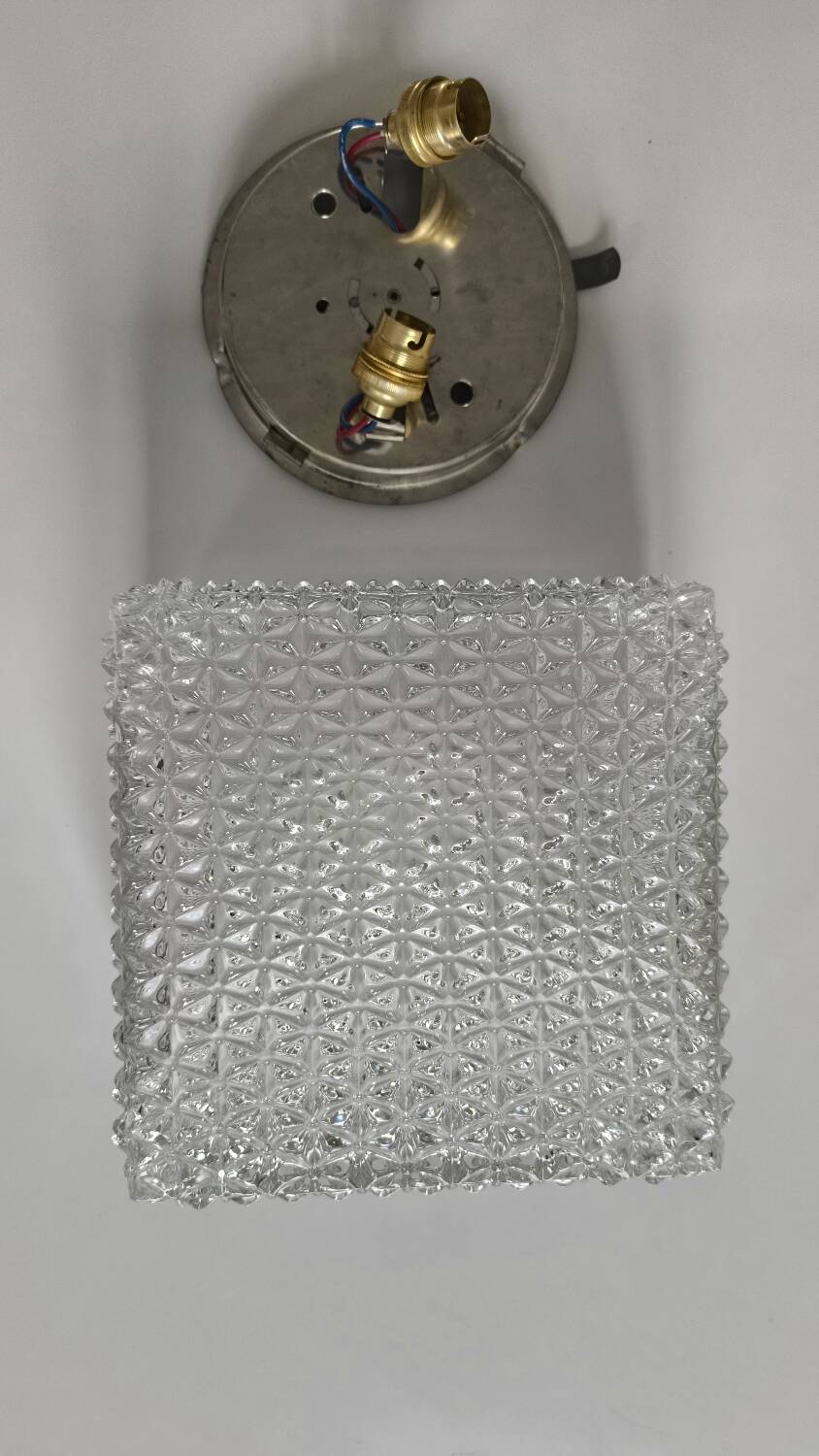 Plafonnier en verre ciselé des années 60