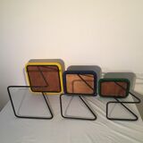 Tables gigognes 50/60, skaï and wrought iron