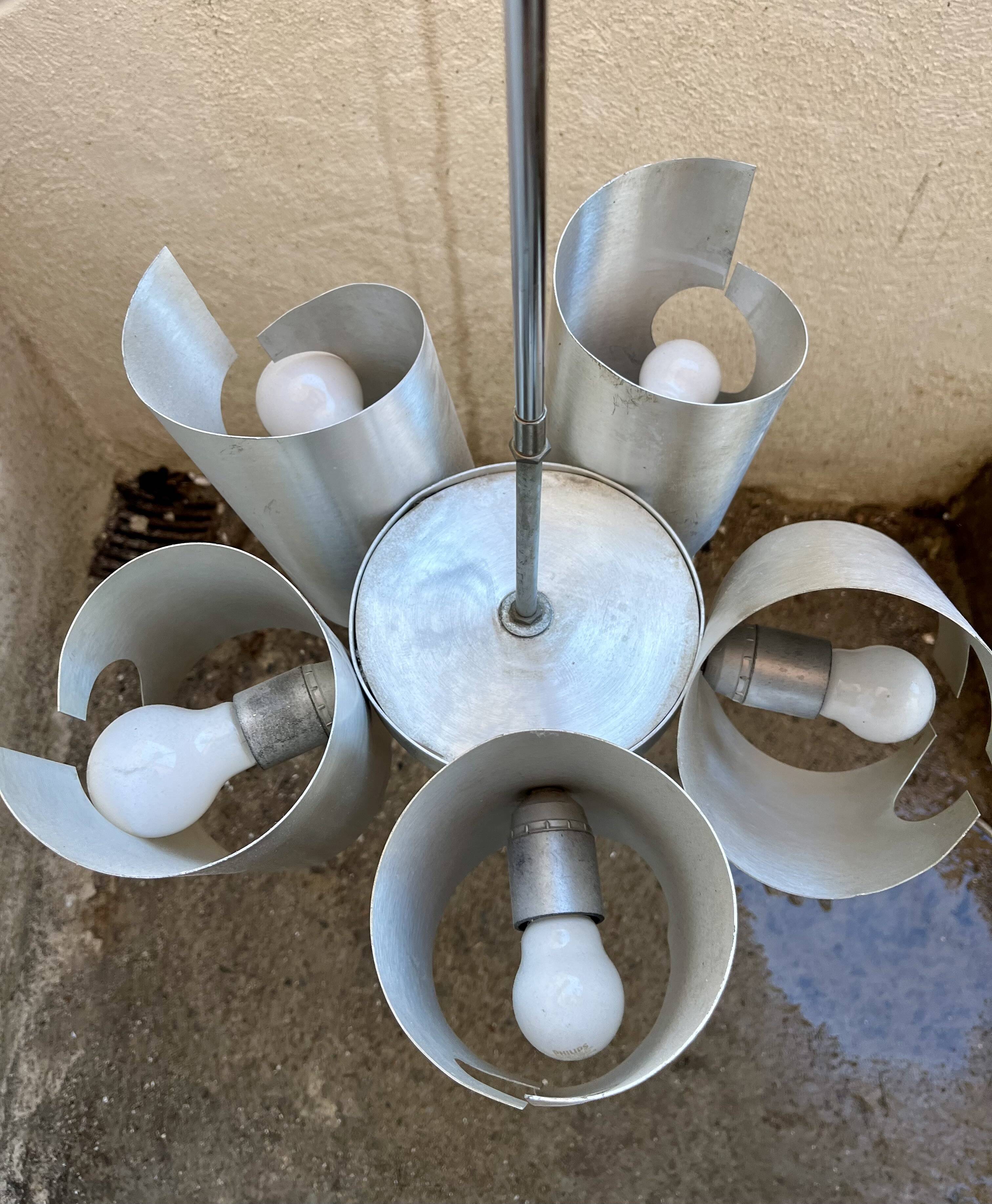 Space age aluminum pendant chandelier