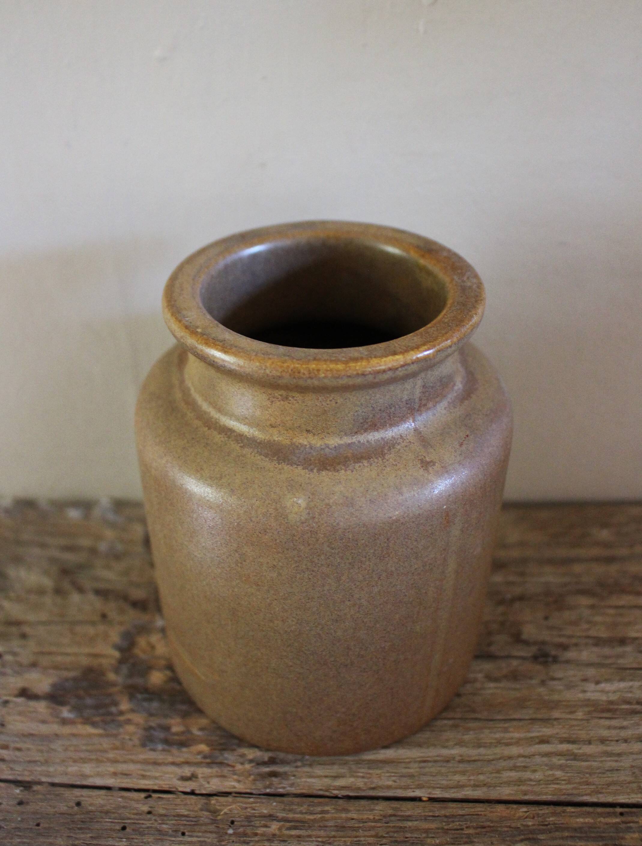 Vintage Matte Brown Stoneware Vase Pot