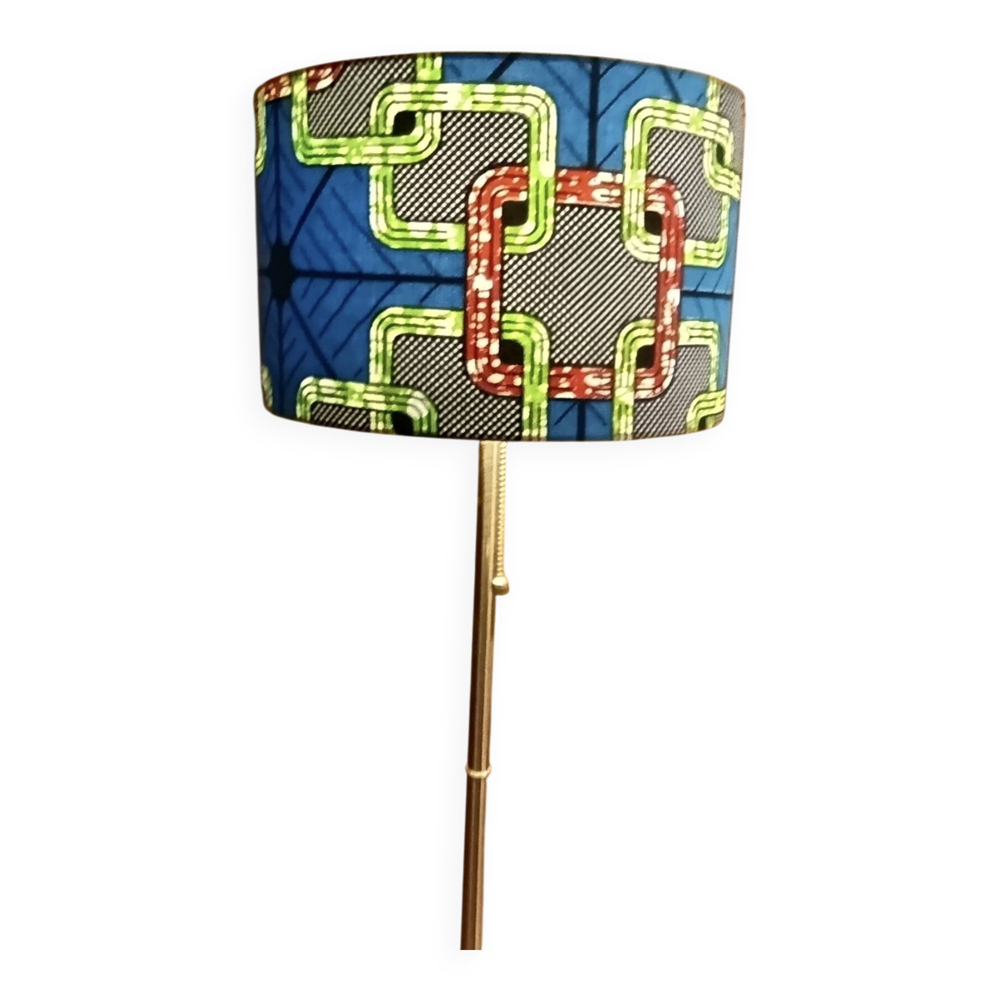 XL lampshade/suspension with printed ethnic graphic wax