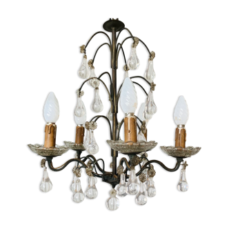 Chandelier with tassels and glass cups, 19th century