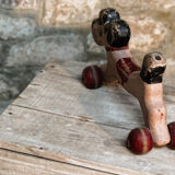 Caniche en bois à roulettes, rose et rouge, jeu de plancher à tirer