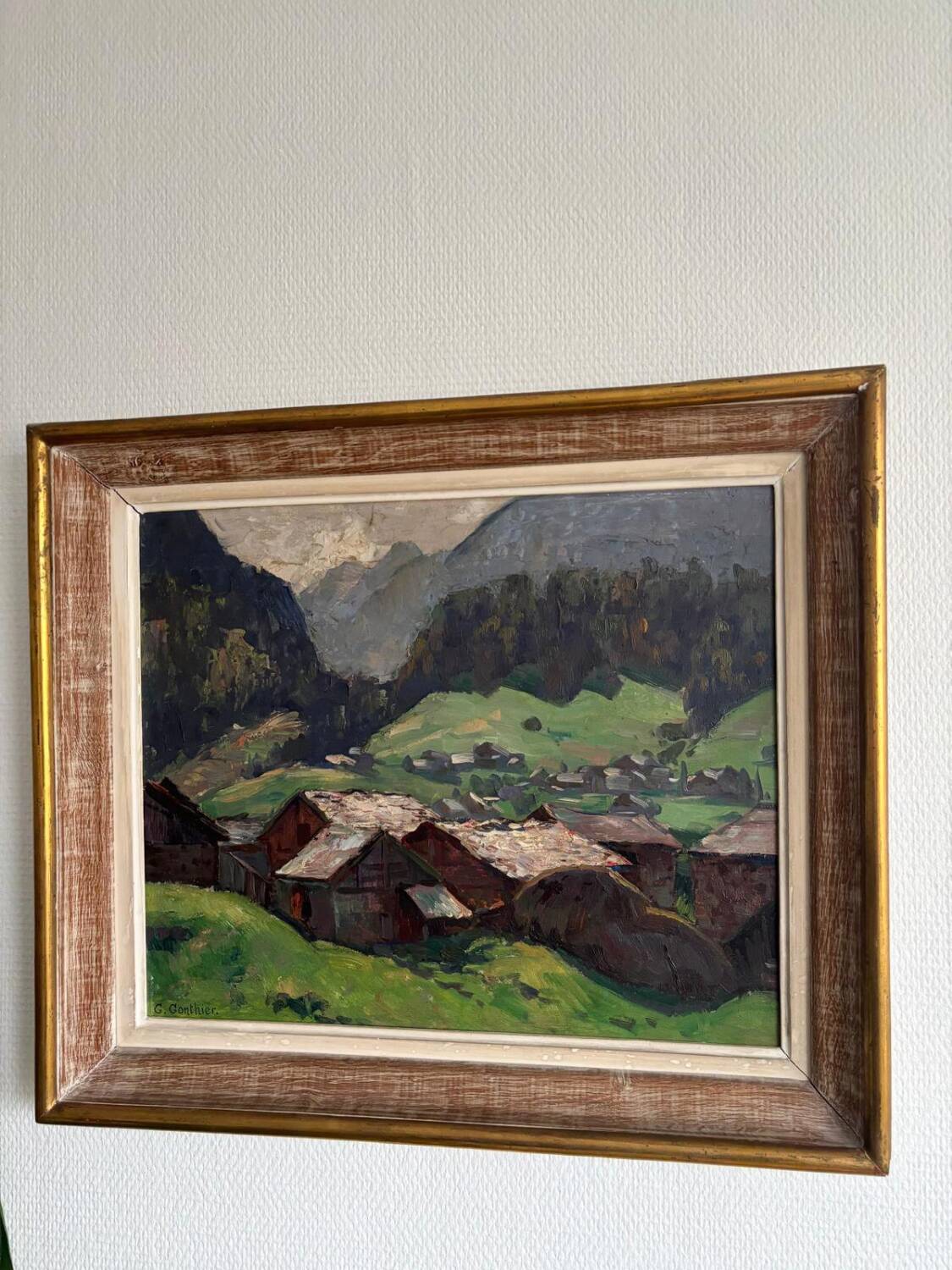 Oil on wood, Village of the Vosges - Georges GONTHIER (1886-1969)