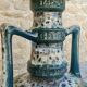 Blue ceramic floor lamp, Fat Lava, double lighting, 70s
