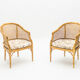 Paire de fauteuils bambou cannage vers 1960