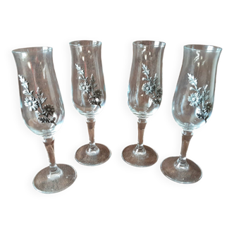 Set of 4 crystal champagne flutes