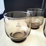 4 vintage shell smoked glass glasses