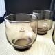 4 vintage shell smoked glass glasses