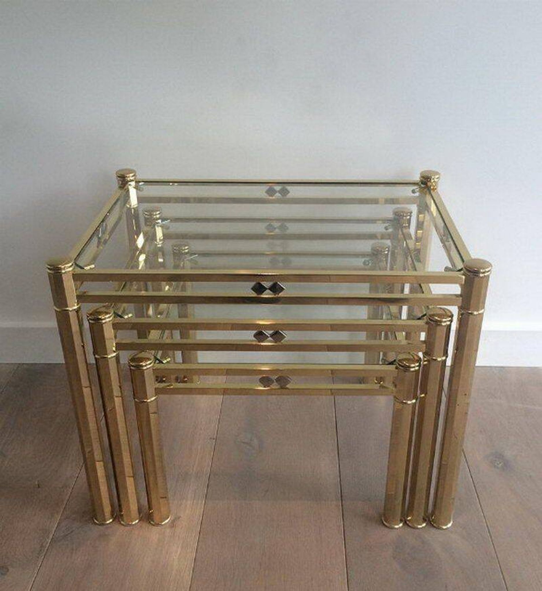 Set of 3 nesting brass tables