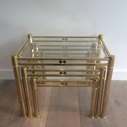 Set of 3 nesting brass tables
