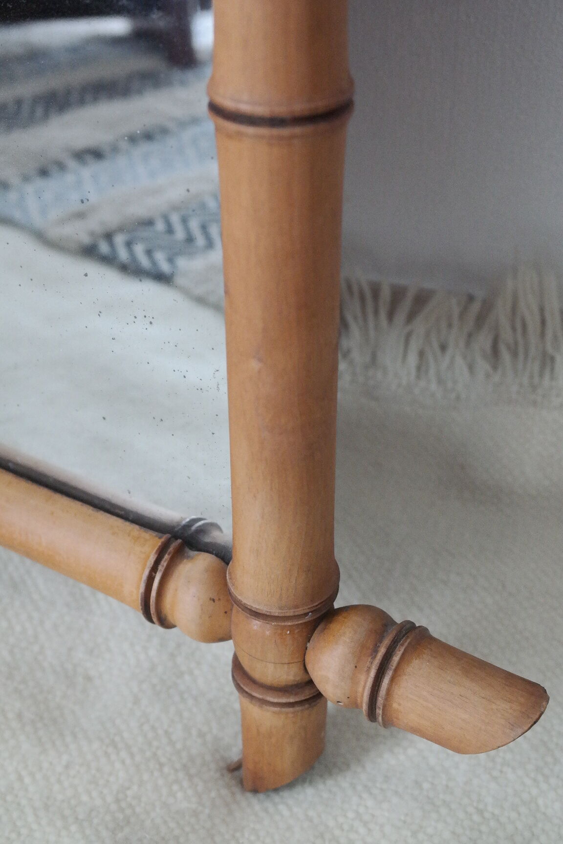 Vintage light bamboo mirror 107 x 79 cm