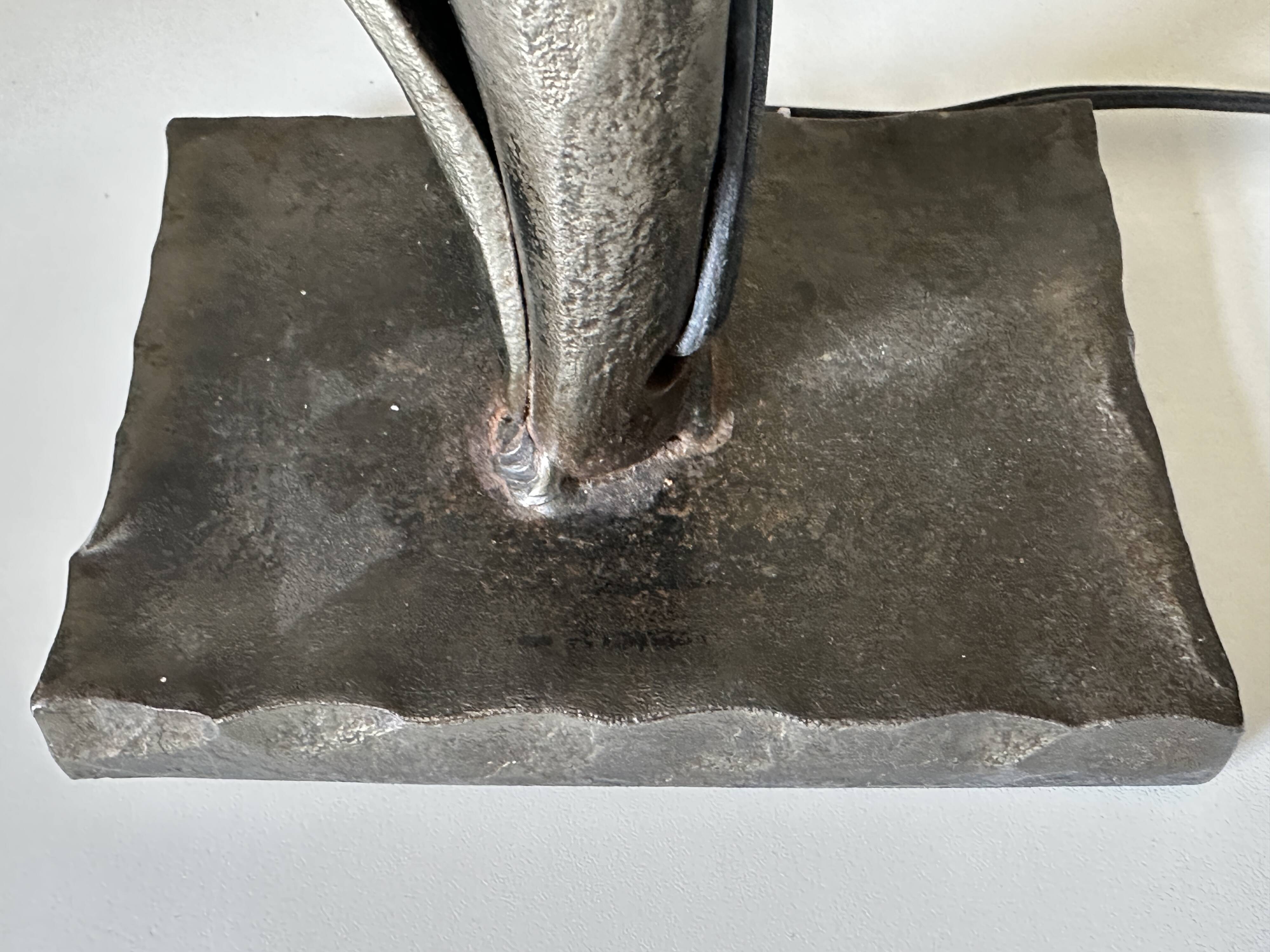 Vintage 60s metal brutalist lamp