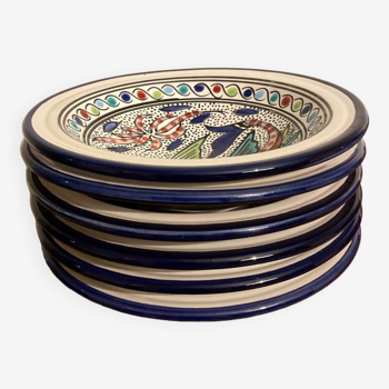 Service of 6 ethnic fish pattern soup plates