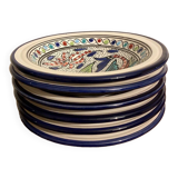 Service of 6 ethnic fish pattern soup plates